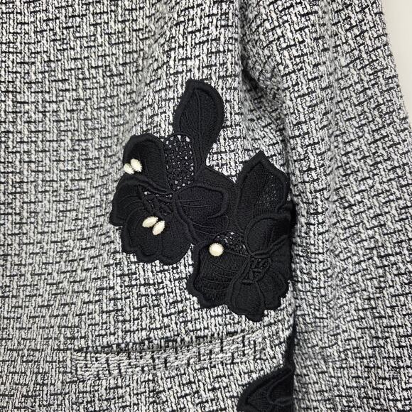 Karl Lagerfeld Paris Tweed Jacket with Contrast Appliques & Pearl Drops, Size 8 - Picture 10 of 12